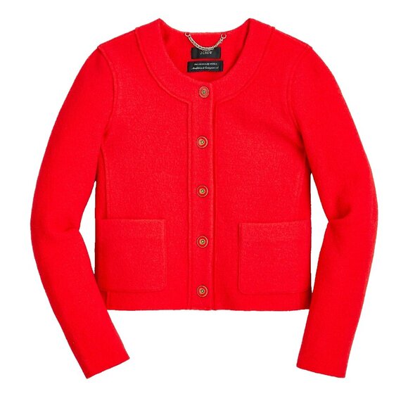 NWoT J.Crew Lady Jacket in Holiday Red Italian Boiled Wool Blazer 10 - Picture 1 of 6